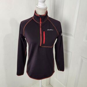 Eddie Bauer Top Womens PS Brown First Ascent High Route Grid Fleece 1/4 Zip